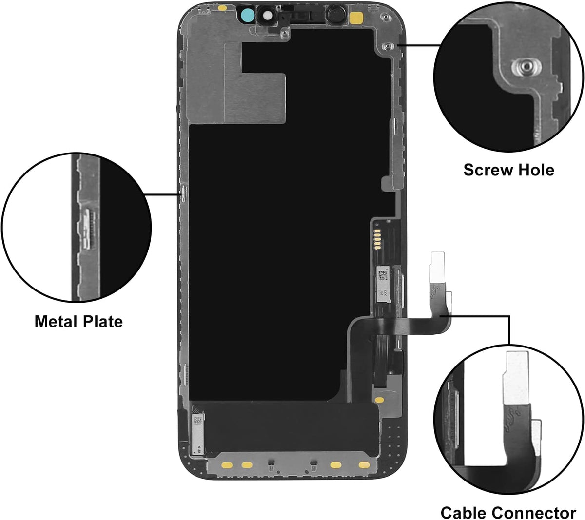bokman for iPhone 12/12 Pro Black LCD Screen Replacement Parts Display Assembly Front Panel