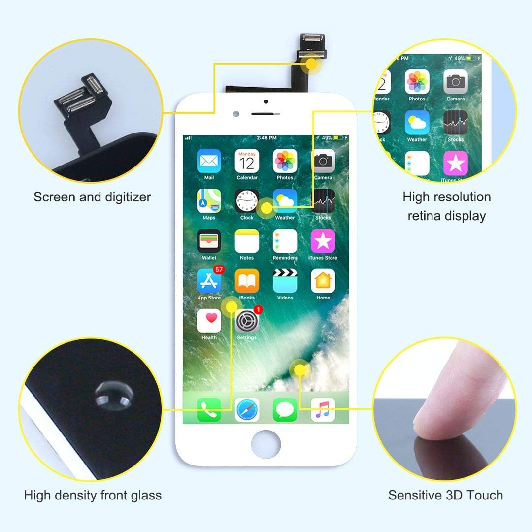 bokman Ersatzdisplay für iPhone 6 Plus, Bildschirm-Reparaturset, Weiß