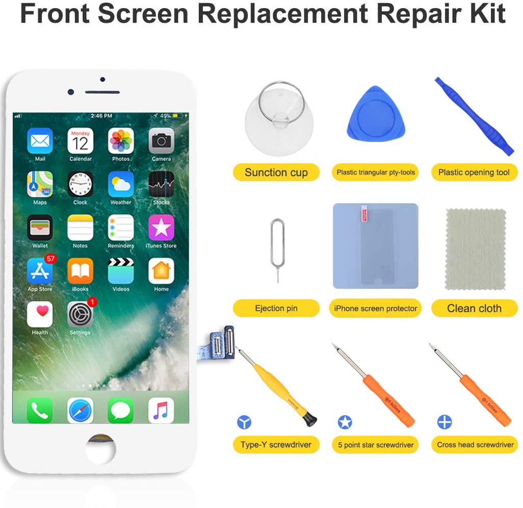 bokman Ersatzdisplay für iPhone 7, Bildschirm-Komplettset, Weiß