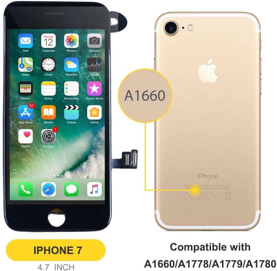bokman für iPhone 7 Bildschirm-Ersatzteil Schwarz Komplett-Display-Einheit
