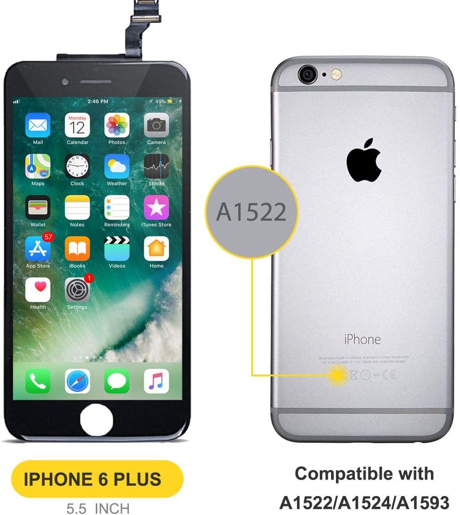 bokman Display-Ersatzteil für iPhone 6 Plus, Bildschirm-Einheit, Schwarz