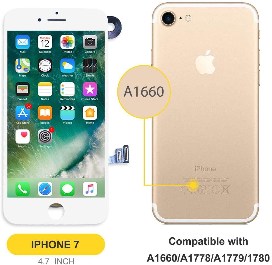 bokman für iPhone 7 Weiß Bildschirm Ersatzteile Komplettes Display-Modul