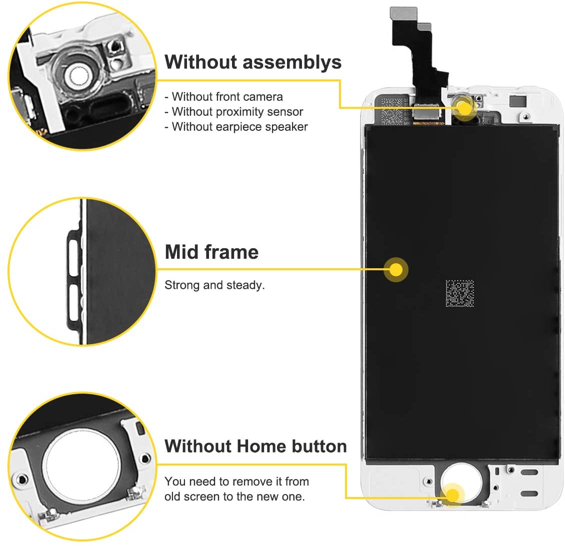 bokman for iPhone 5s/SE White Screen Replacement Parts Display Assembly