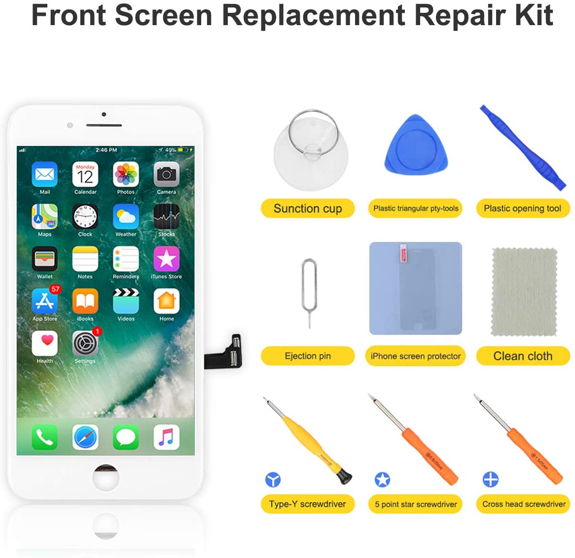 bokman for iPhone 8 Plus White Screen Replacement Parts Display Assembly