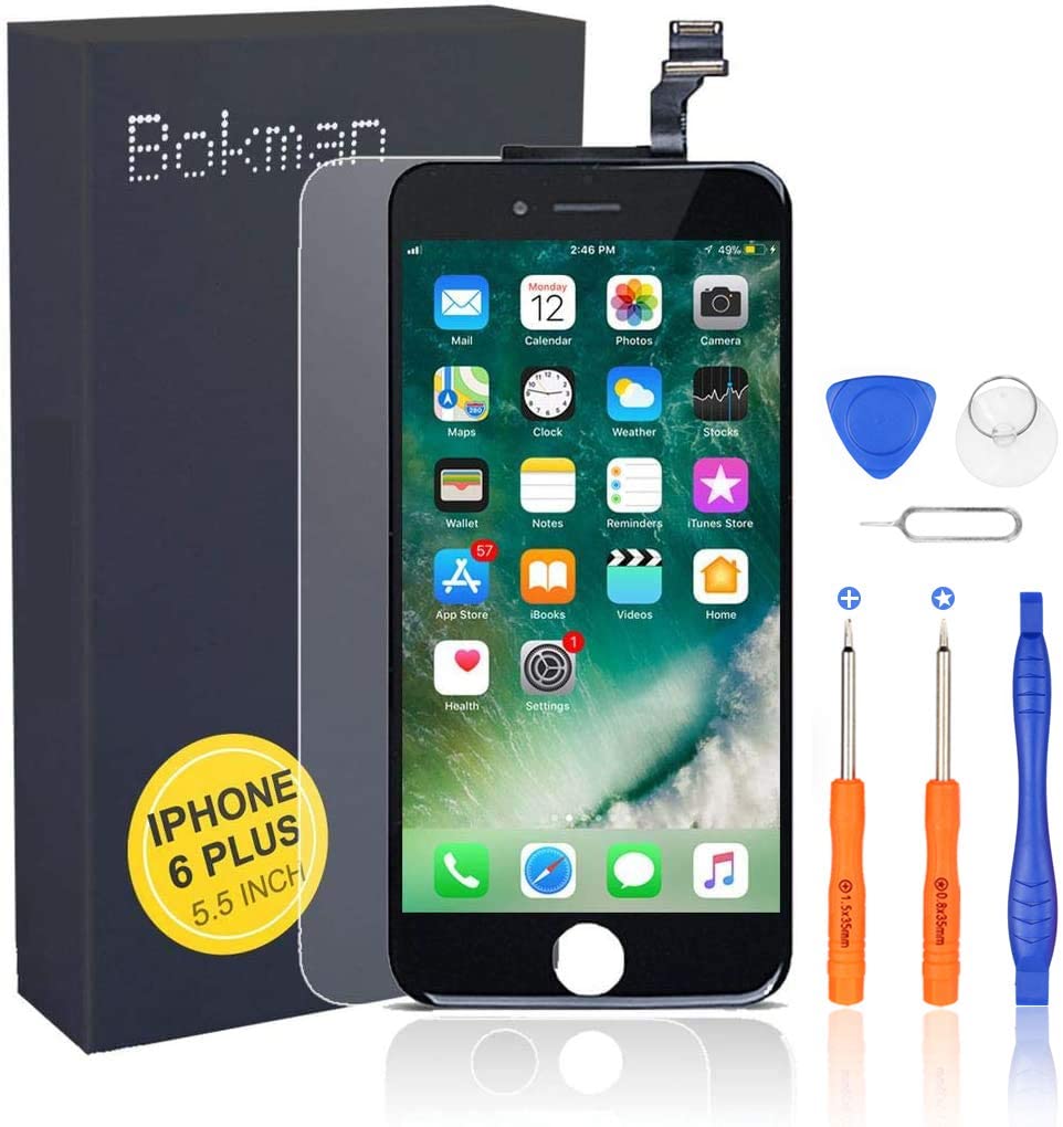 bokman Display-Ersatzteil für iPhone 6 Plus, Bildschirm-Einheit, Schwarz