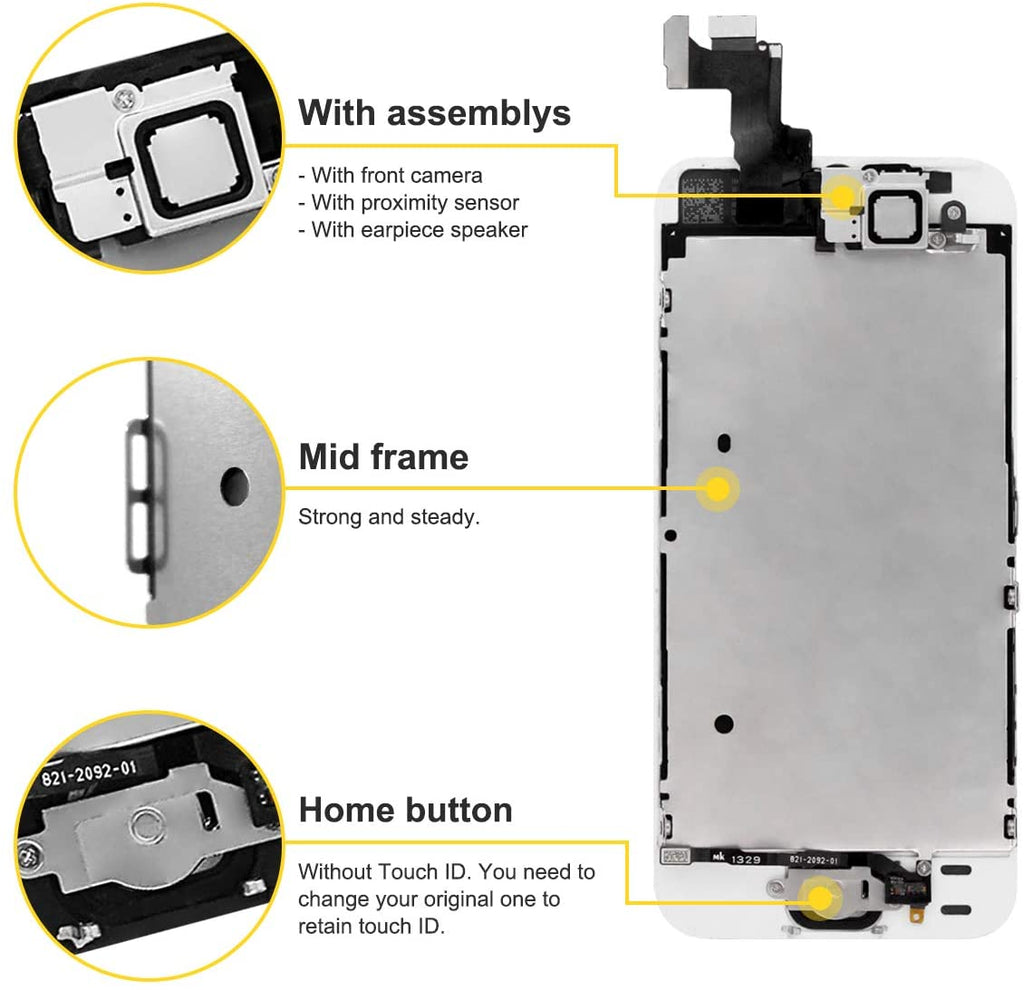 bokman for iPhone 5s/SE White Screen Replacement Parts Full Display Assembly