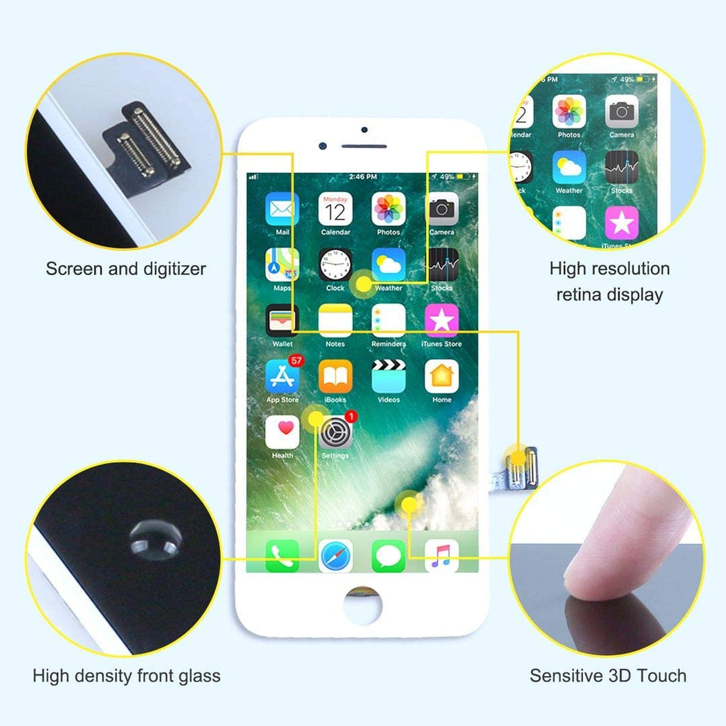 bokman Ersatzdisplay für iPhone 7, Bildschirm-Komplettset, Weiß
