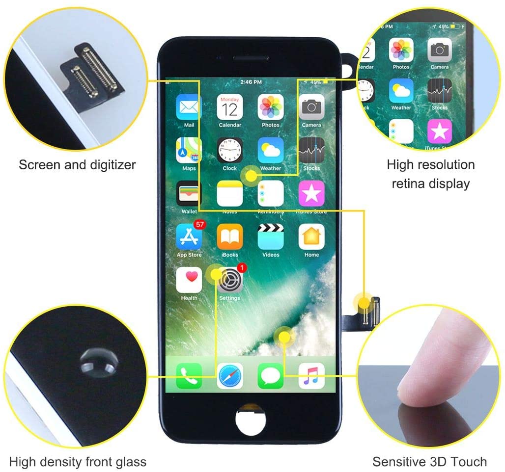 bokman for iPhone 7 Black Screen Replacement Parts Full Display Assembly