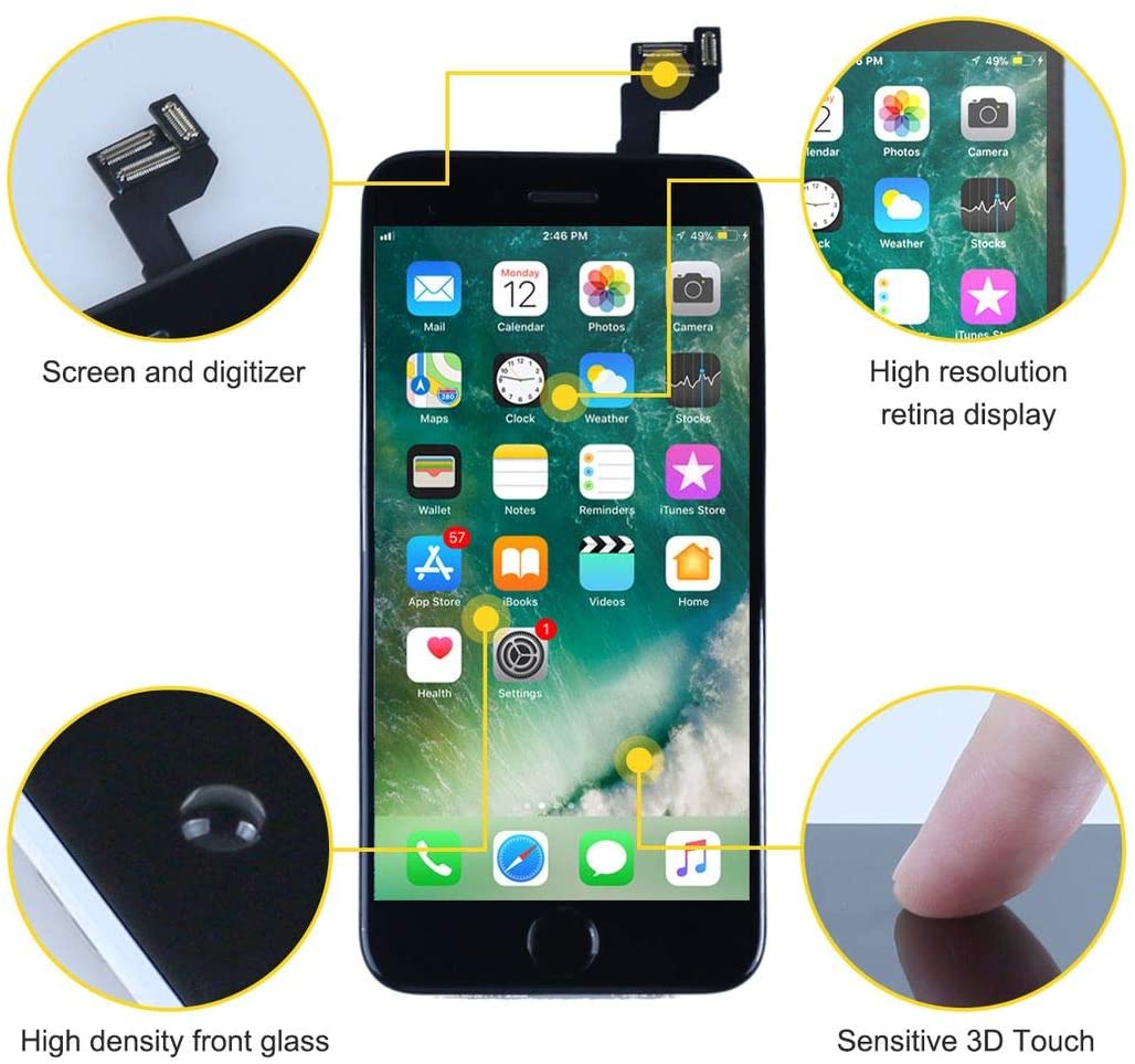 bokman for iPhone 6s Plus Black Screen Replacement Parts Full Display Assembly