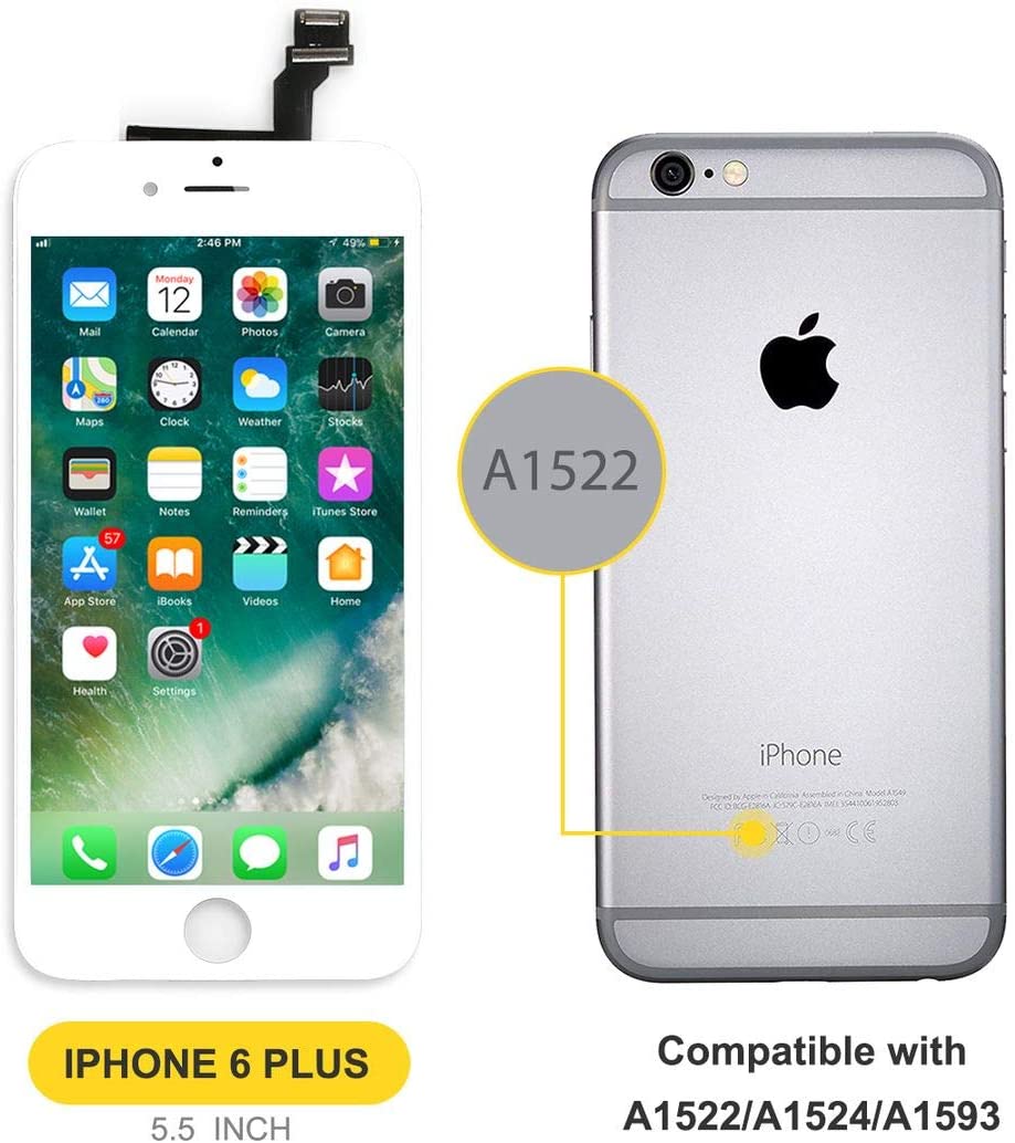bokman Ersatzdisplay für iPhone 6 Plus, Bildschirm-Reparaturset, Weiß
