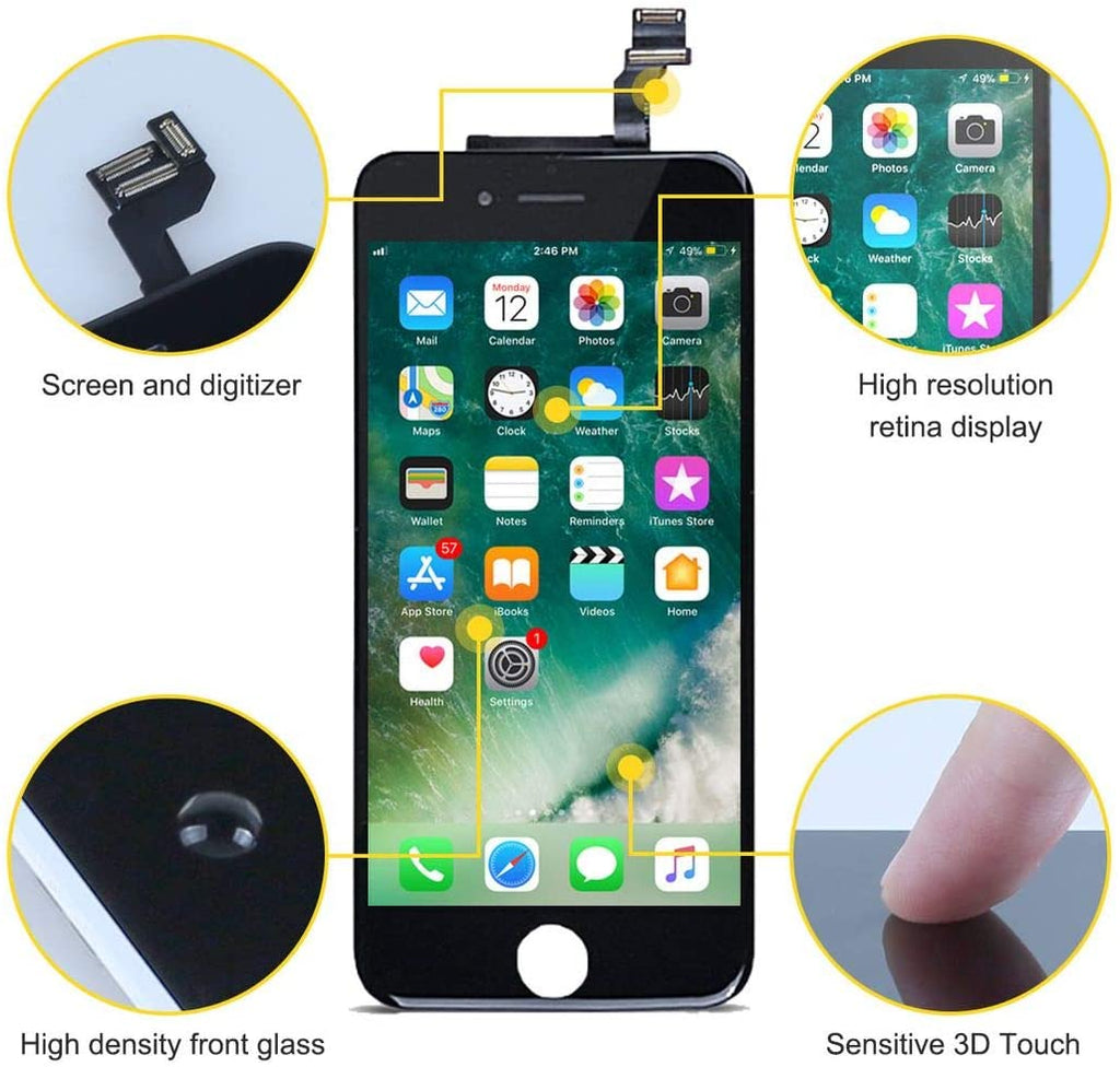 bokman Display-Ersatzteil für iPhone 6 Plus, Bildschirm-Einheit, Schwarz
