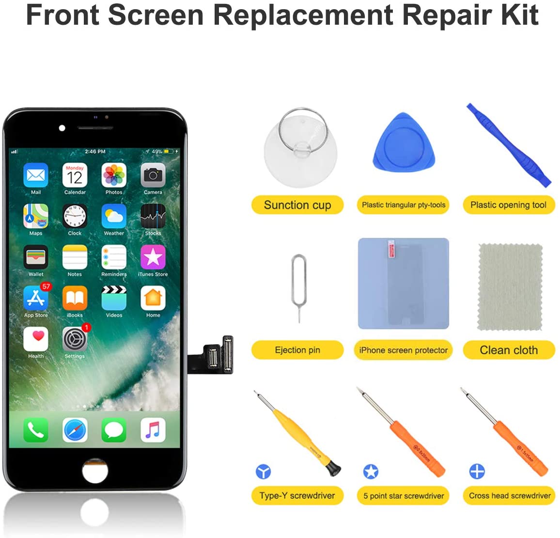 bokman for iPhone 8 Plus Black Screen Replacement Parts Display Assembly