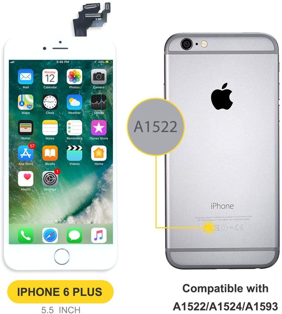 bokman for iPhone 6 Plus White Screen Replacement Parts Full Display Assembly