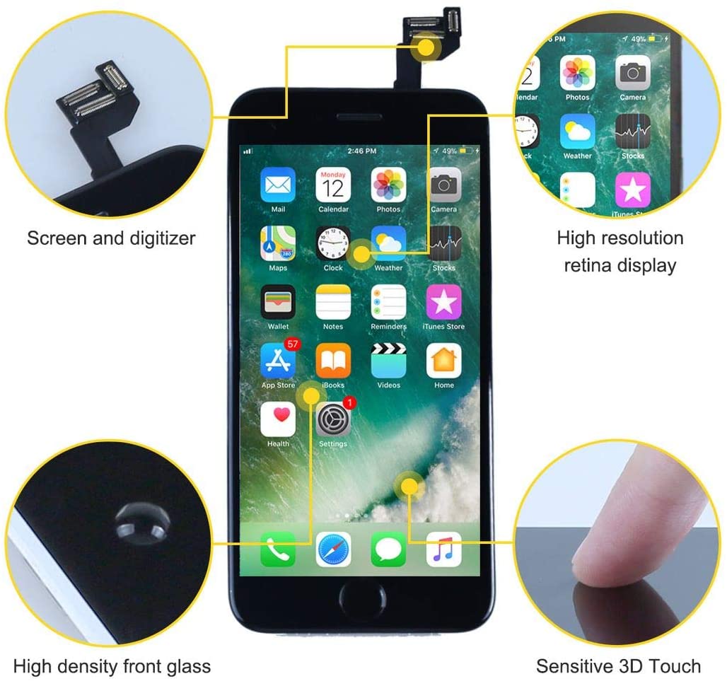 bokman for iPhone 6s Black Screen Replacement Parts Full Display Assembly