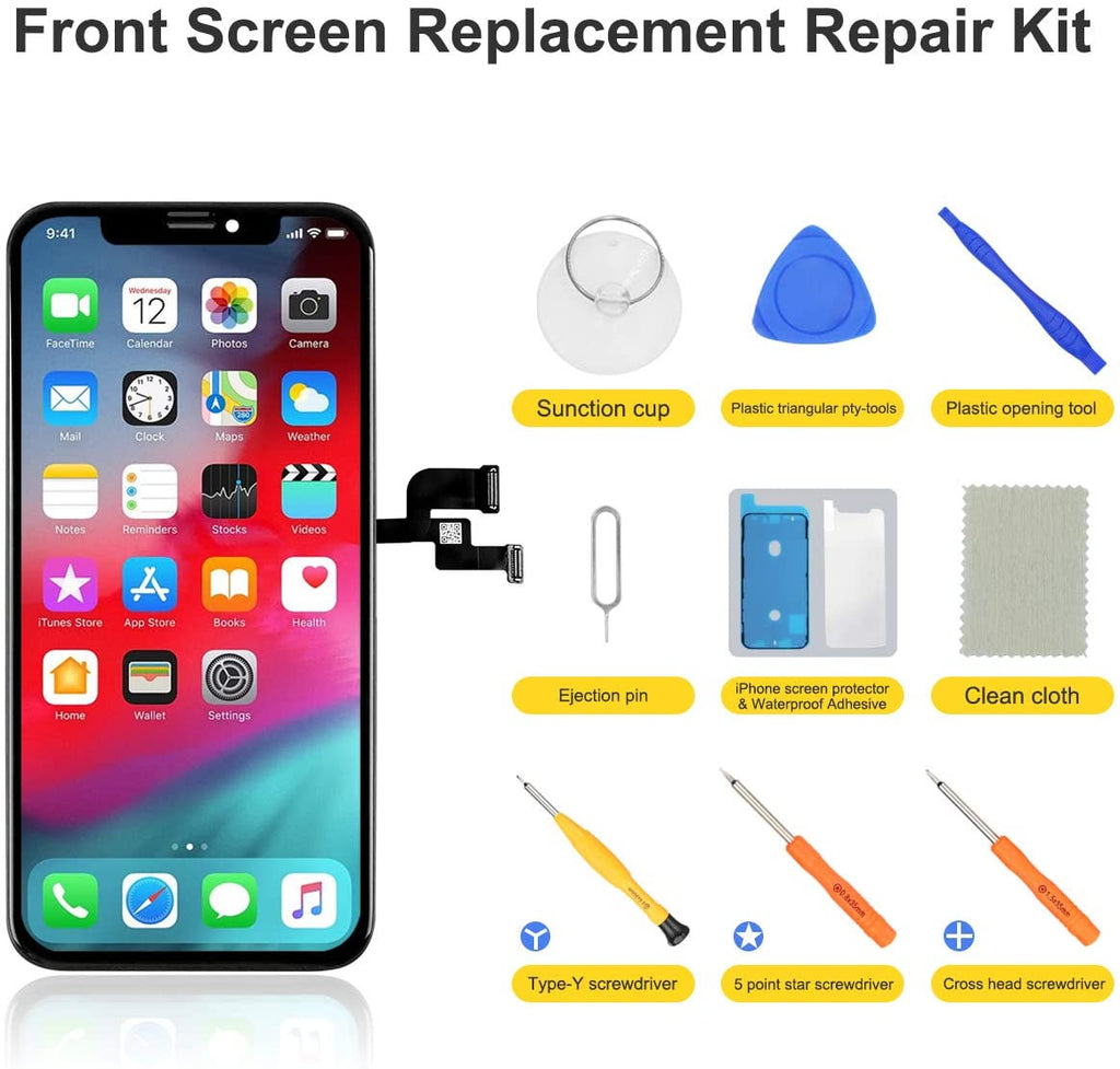 bokman für iPhone XS Schwarz LCD Bildschirm Ersatzteile Displayeinheit Frontblende