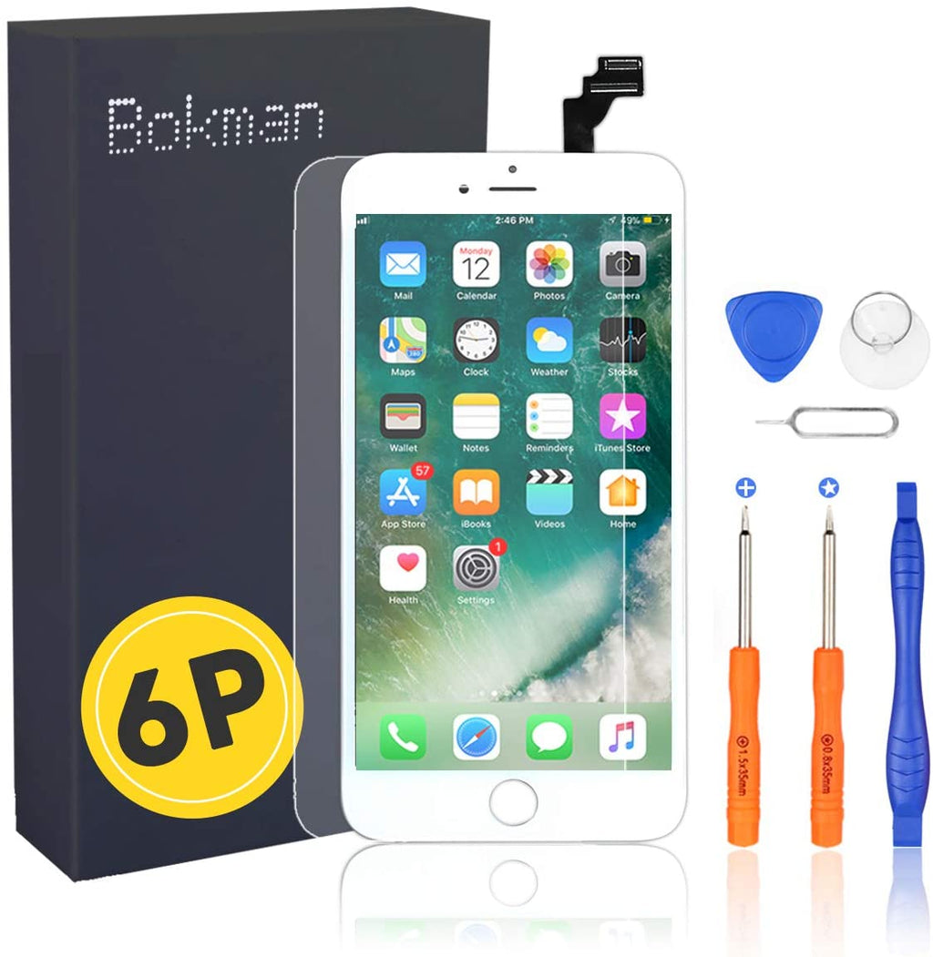 bokman Ersatzdisplay für iPhone 6 Plus, Bildschirm-Reparaturset, Weiß