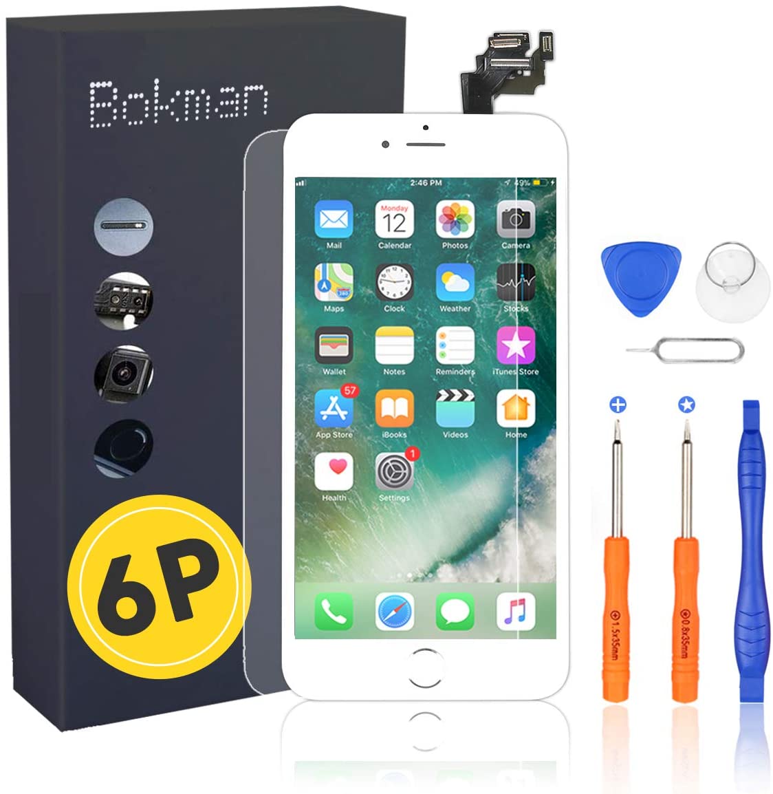bokman for iPhone 6 Plus White Screen Replacement Parts Full Display Assembly
