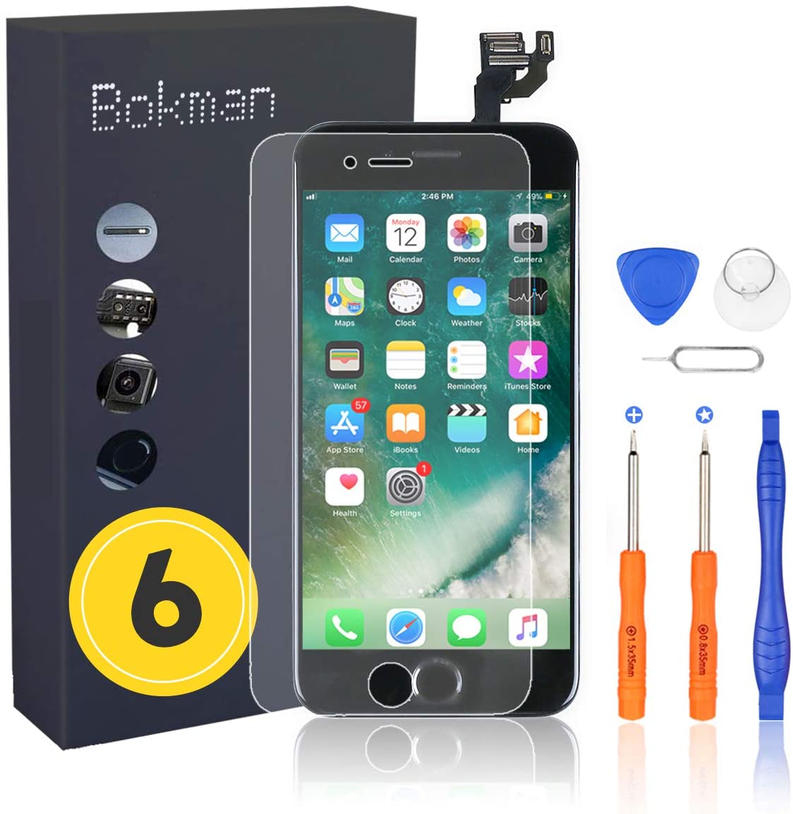 bokman for iPhone 6 Black Screen Replacement Parts Full Display Assembly