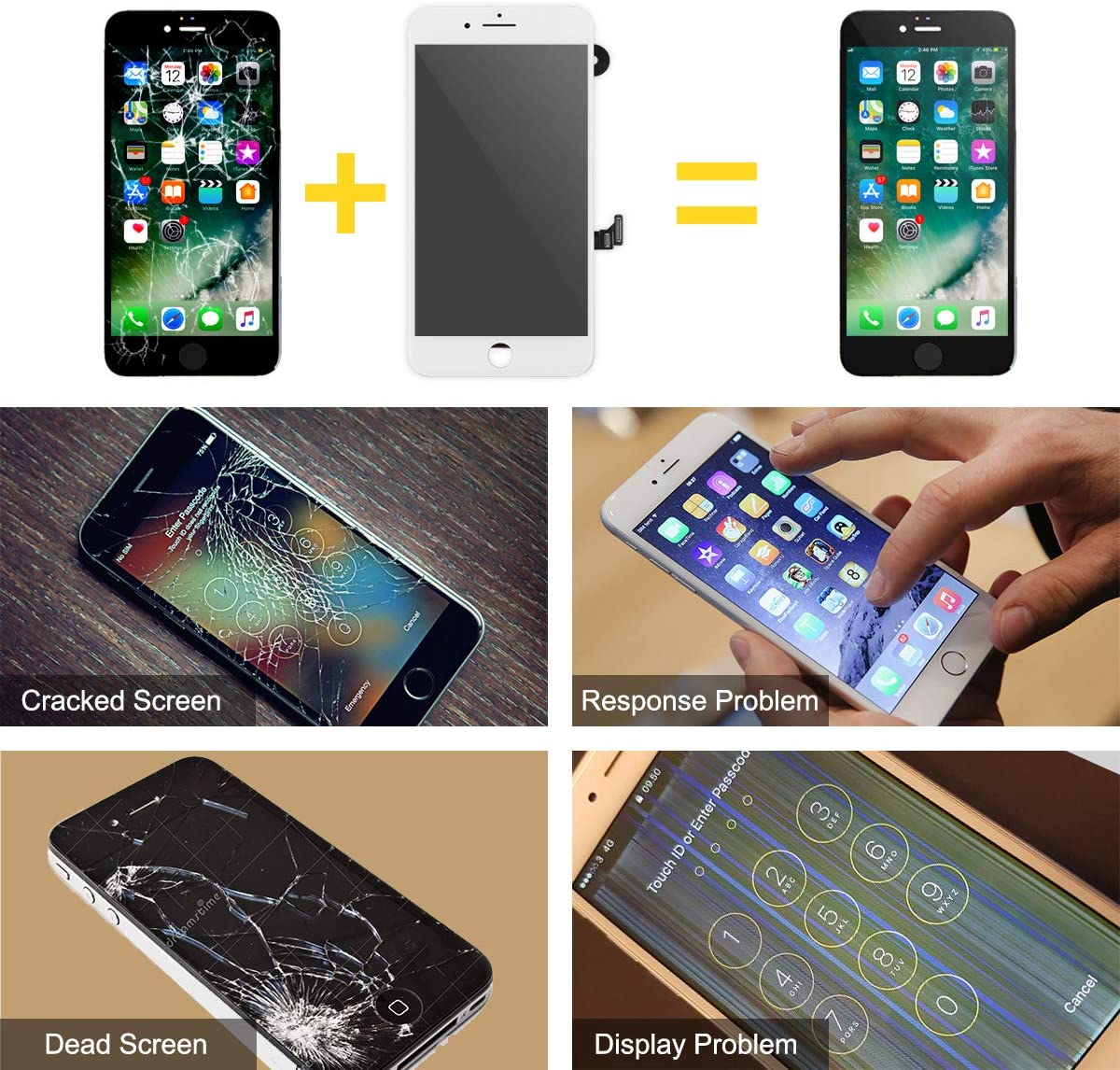bokman for iPhone 8 Plus White Screen Replacement Parts Full Display Assembly