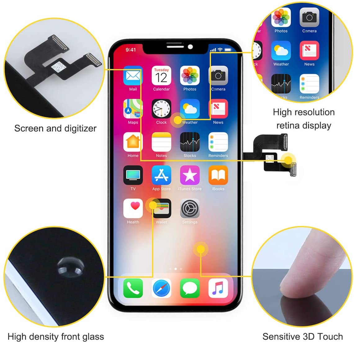 bokman for iPhone X Black OLED Screen Replacement Parts Display Assembly