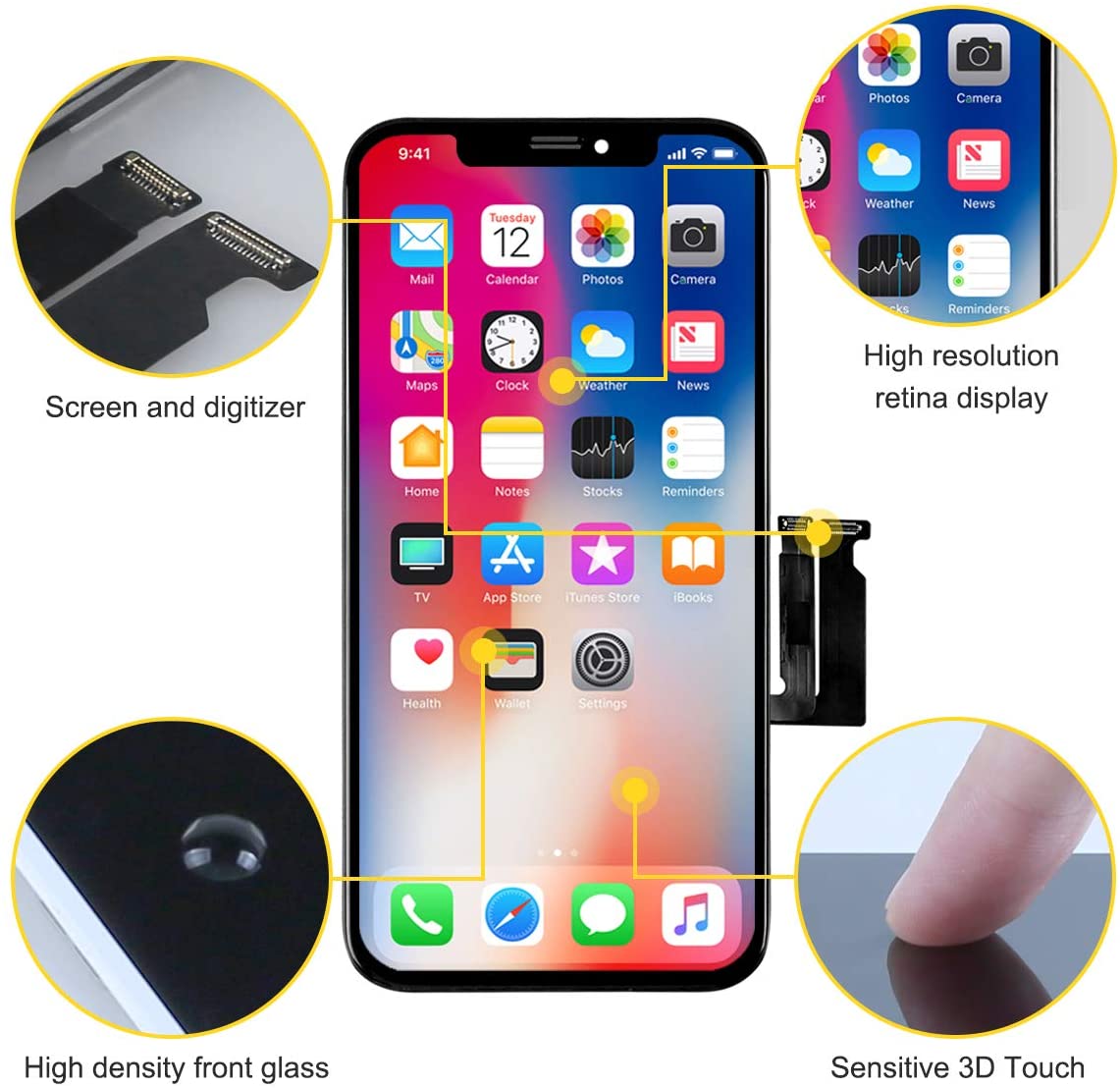 bokman for iPhone XR Black LCD Screen Replacement Parts Display Assembly