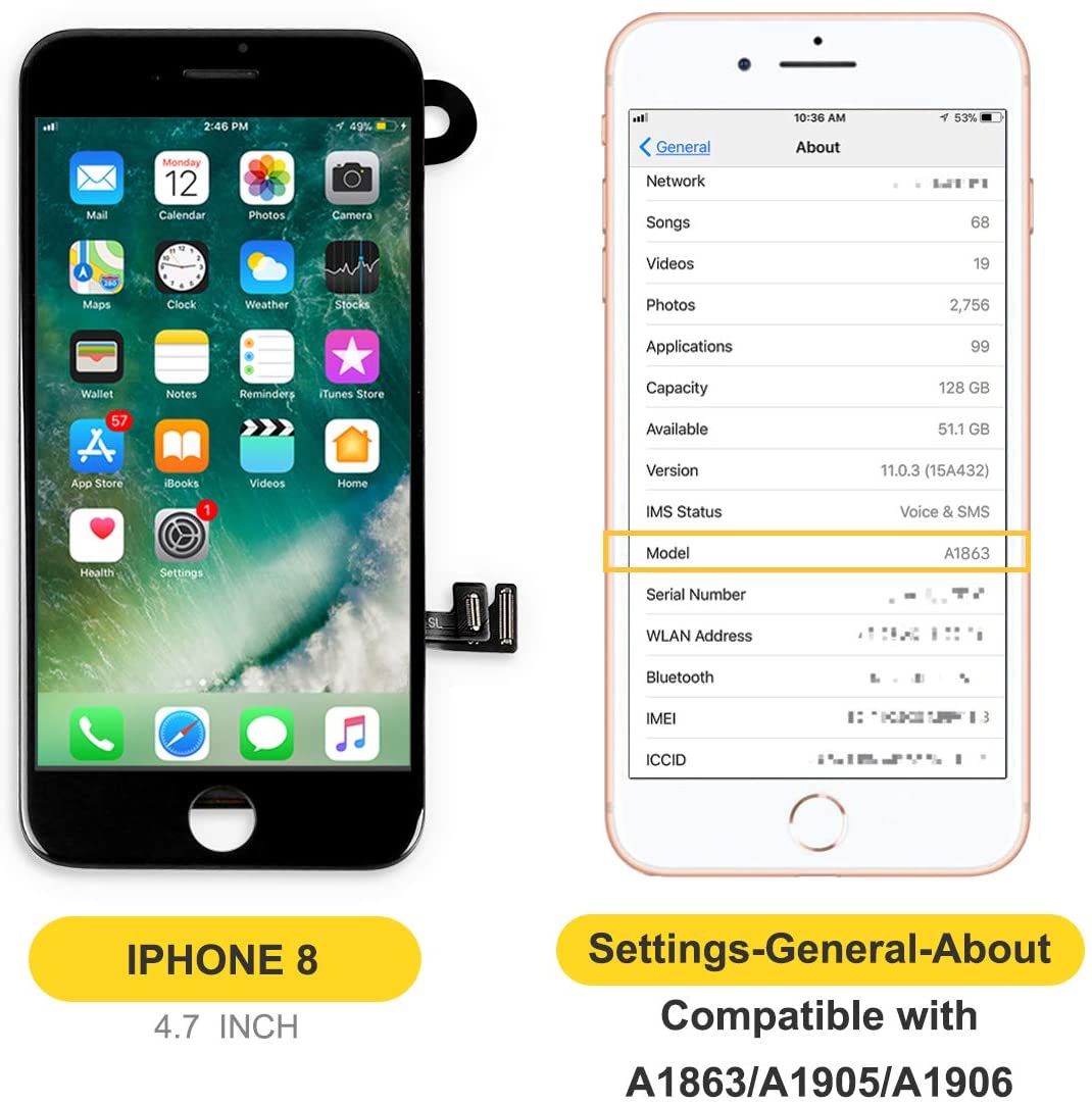 bokman for iPhone 8/SE 2020 Black Screen Replacement Parts Full Display Assembly