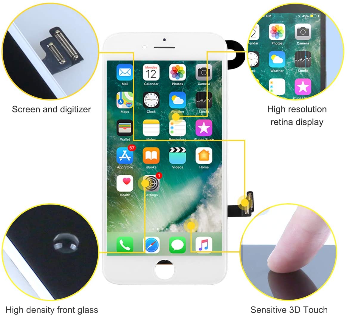 bokman for iPhone 8 White Screen Replacement Parts Full Display Assembly