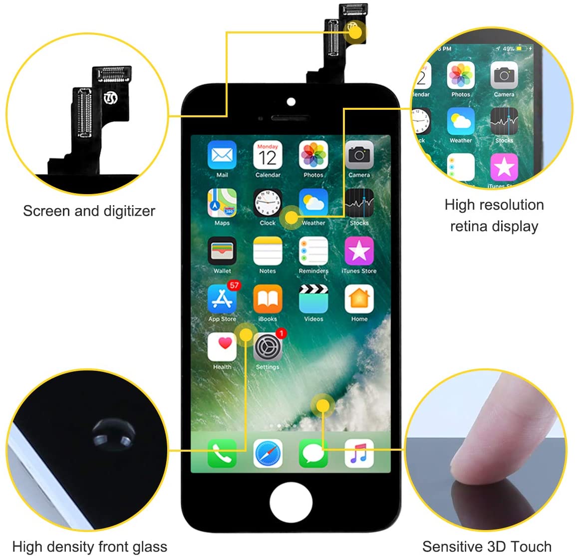 bokman for iPhone 5s/SE Black Screen Replacement Parts Display Assembly