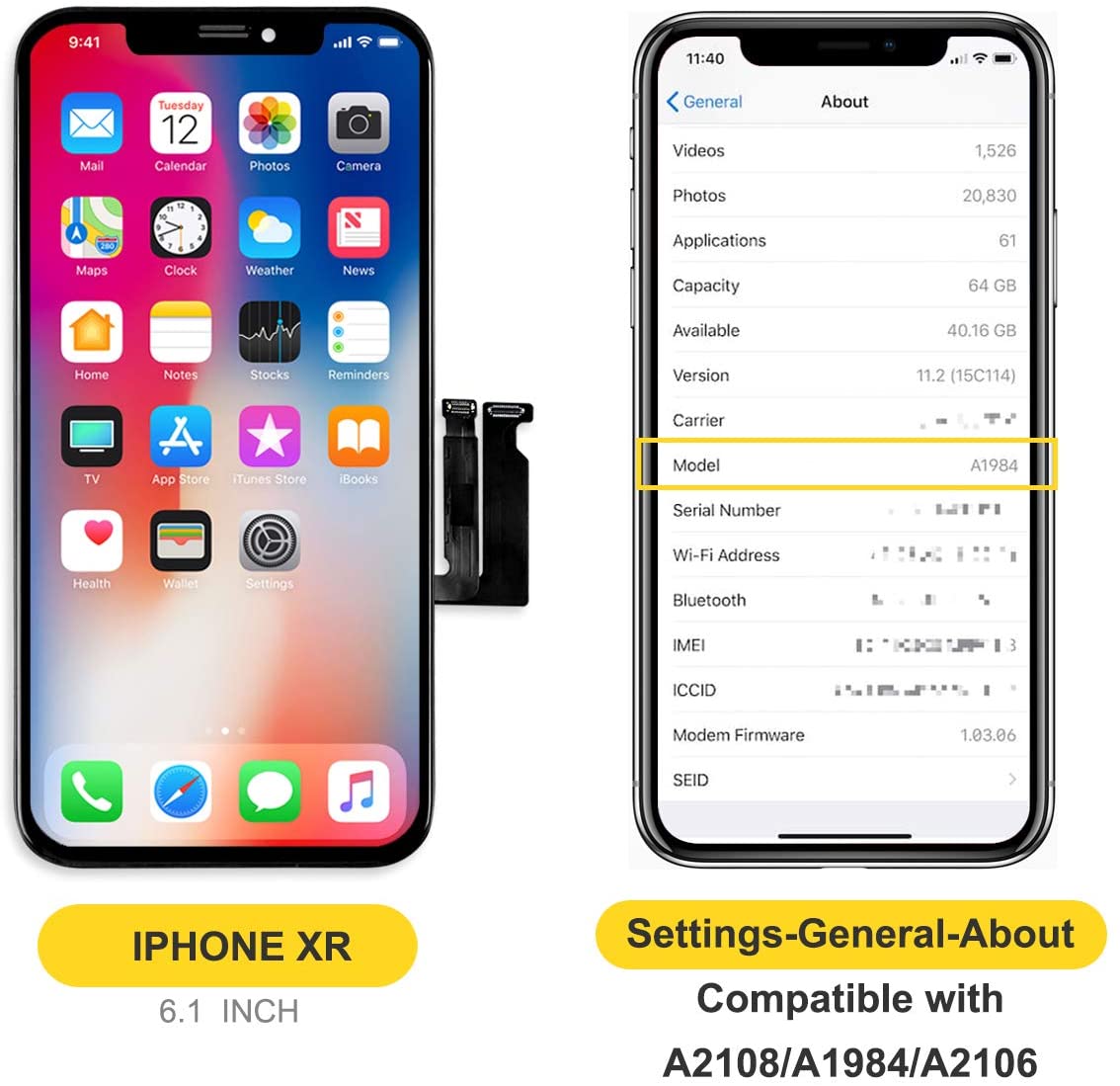 bokman for iPhone XR Black LCD Screen Replacement Parts Display Assembly