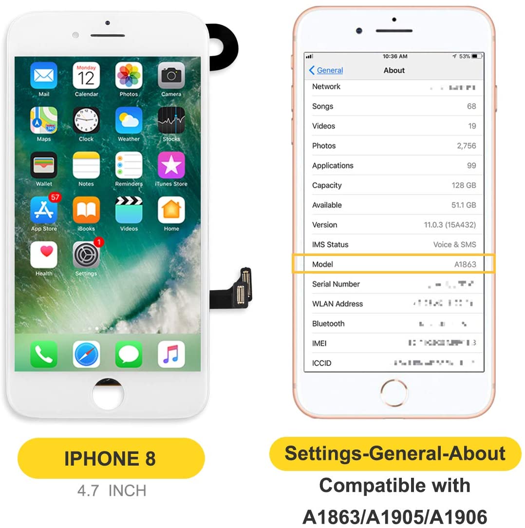bokman for iPhone 8 White Screen Replacement Parts Full Display Assembly