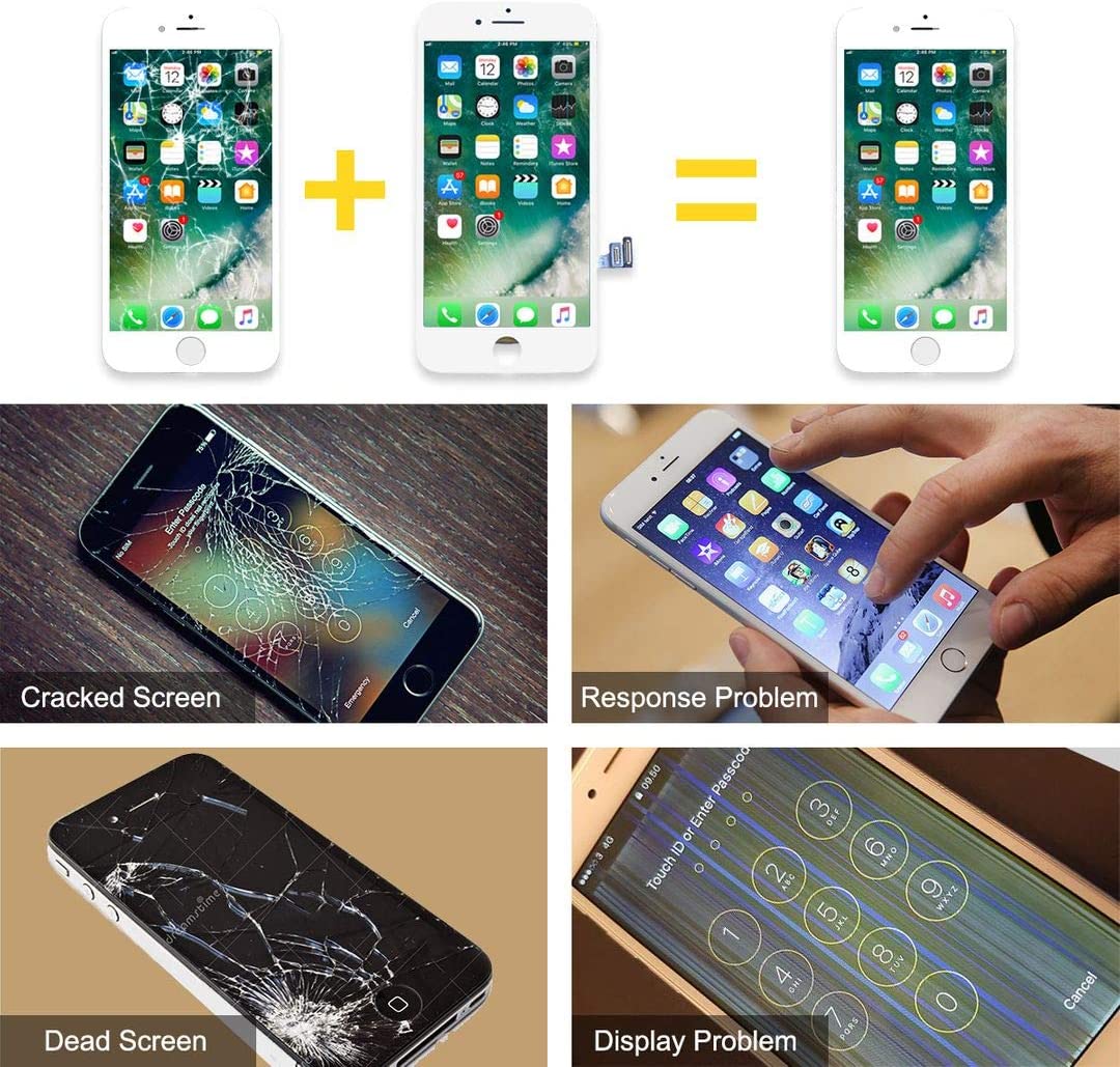 bokman Ersatzdisplay für iPhone 7, Bildschirm-Komplettset, Weiß