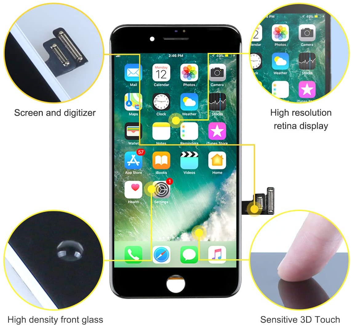 bokman for iPhone 8 Plus Black Screen Replacement Parts Display Assembly