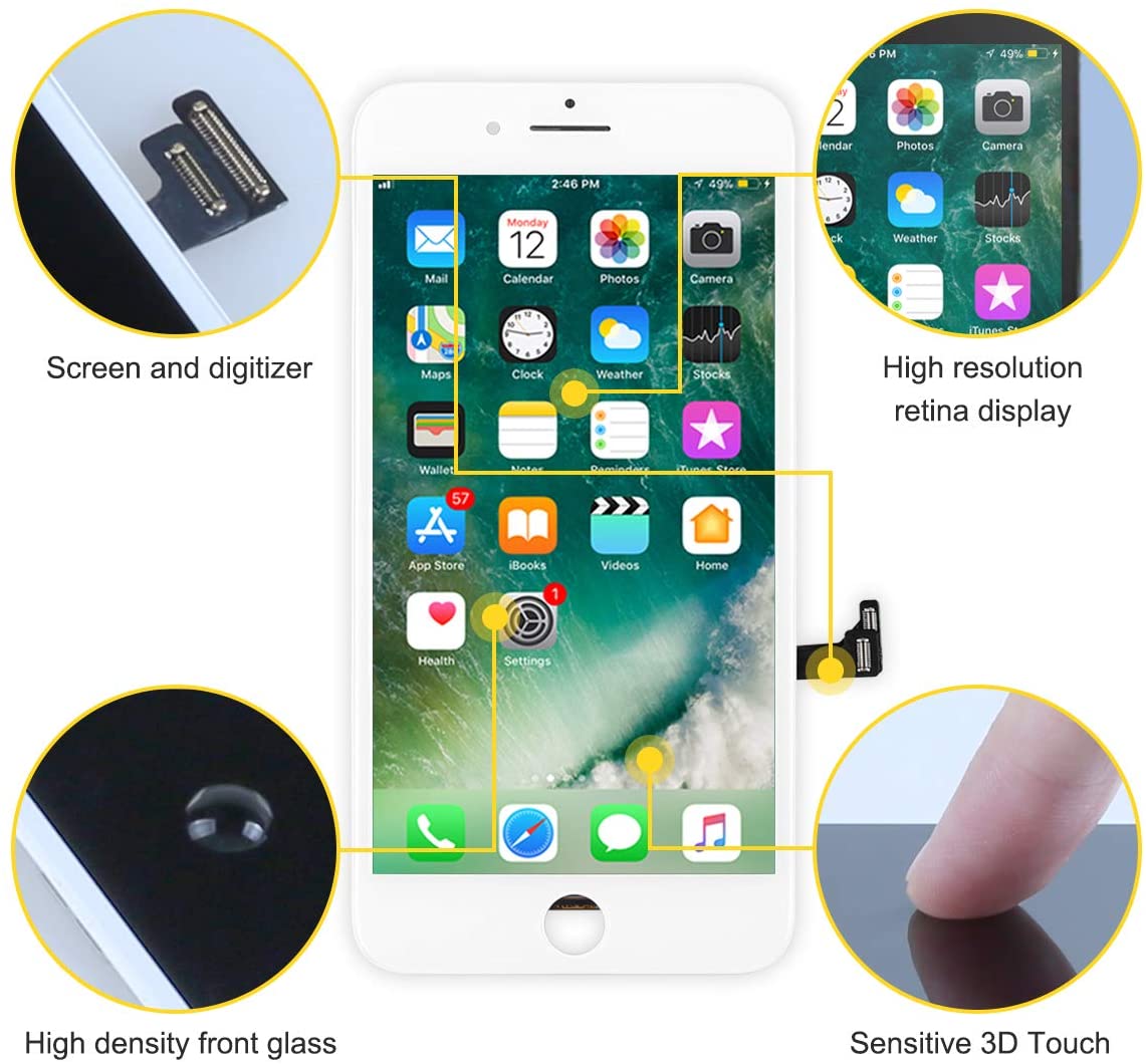 bokman for iPhone 8 Plus White Screen Replacement Parts Display Assembly