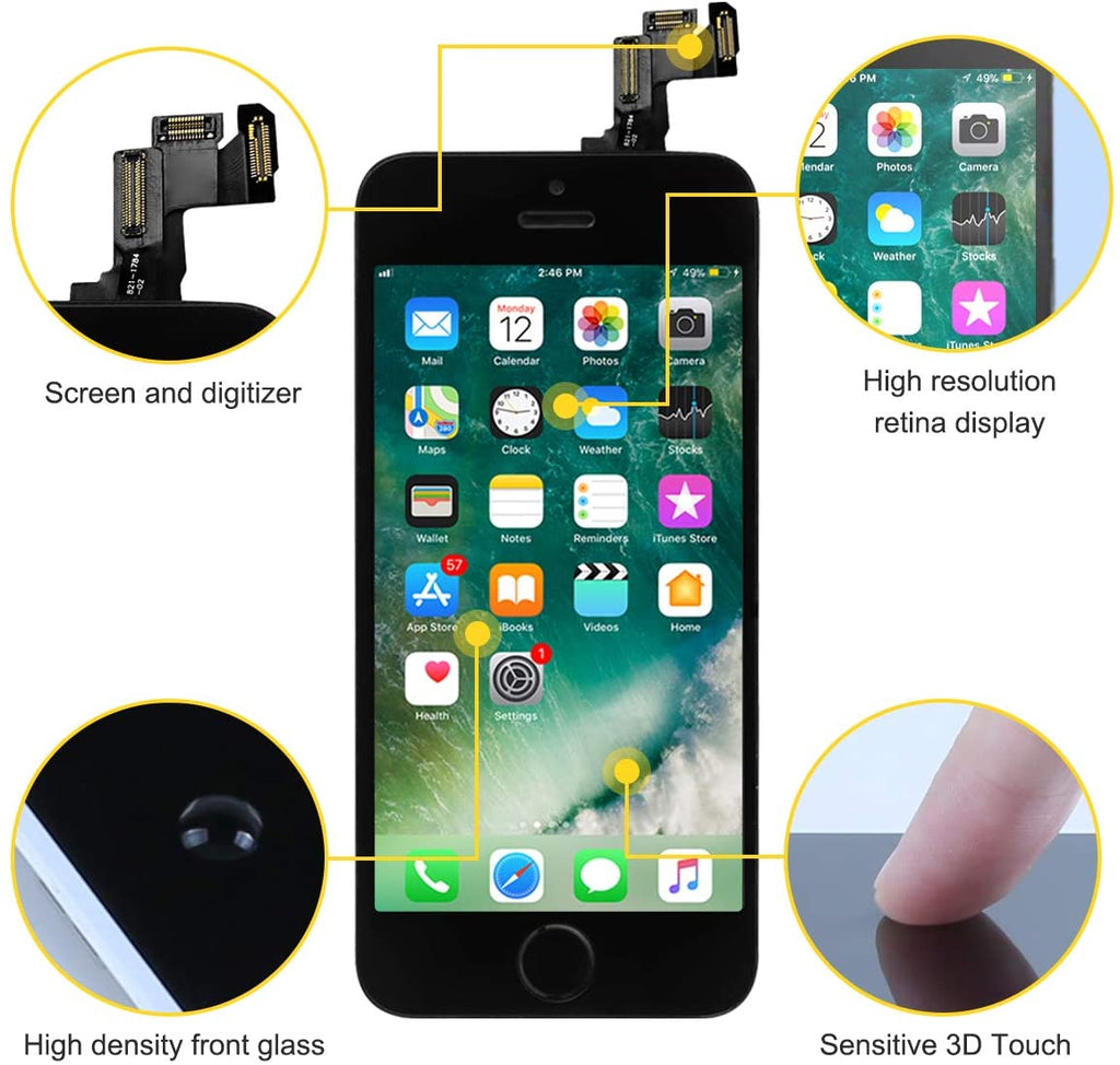 bokman for iPhone 5s/SE Black Screen Replacement Parts Full Display Assembly