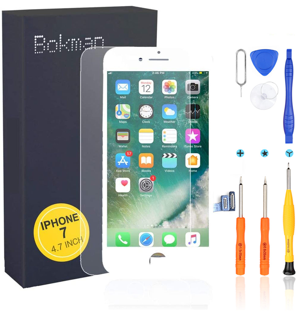 bokman Ersatzdisplay für iPhone 7, Bildschirm-Komplettset, Weiß